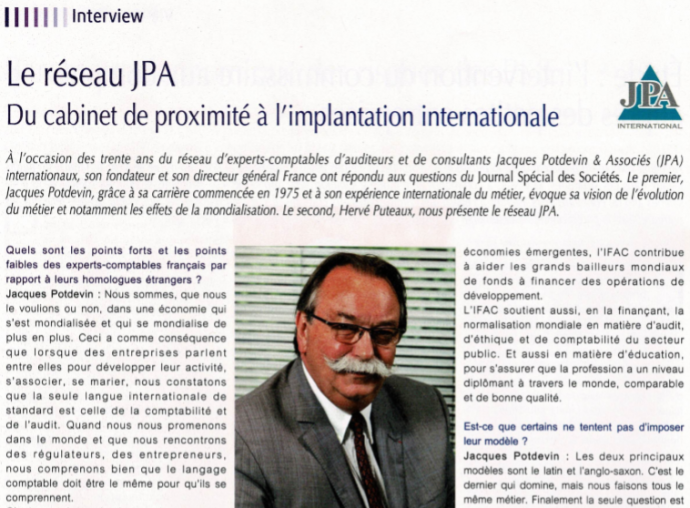 JPA International dans le journal spécial des sociétés
