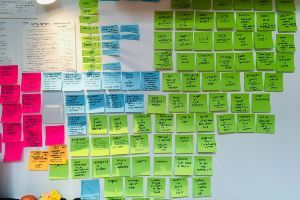 Photographie de post-it collés sur un mur